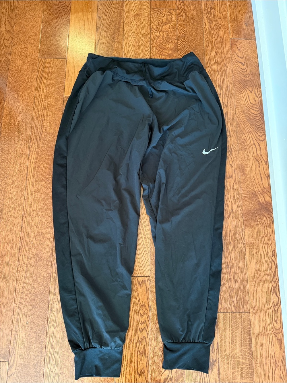 Nike Black Track Joggers with White Swoosh